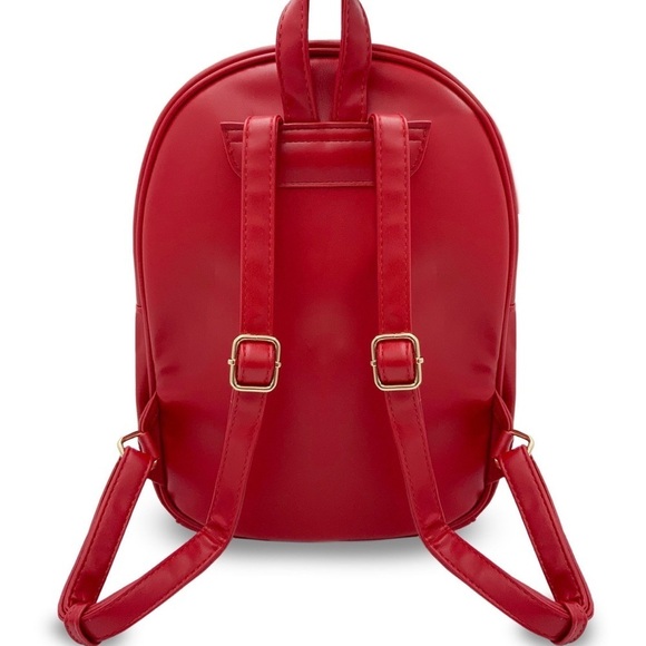 BADGLEY MISCHKA Red Studded Vegan Leather Backpack, Quilted, Gold Details OS NWT main image 5